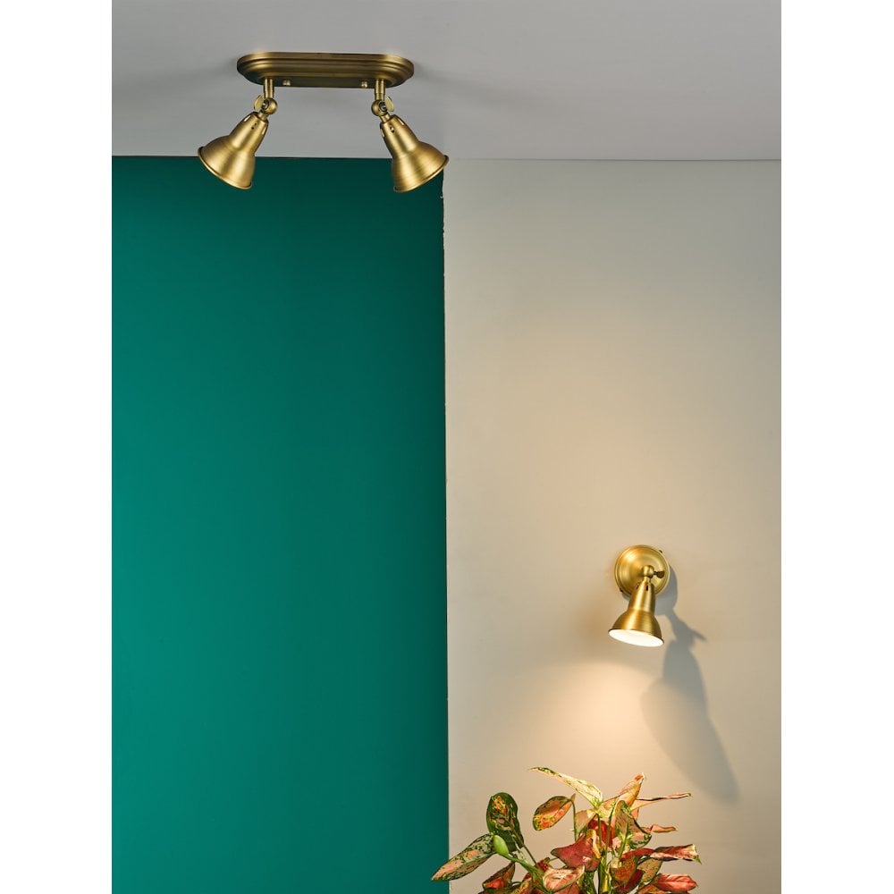 NAT7542 Nathaniel 2 Light Plate Spotlight Aged Brass