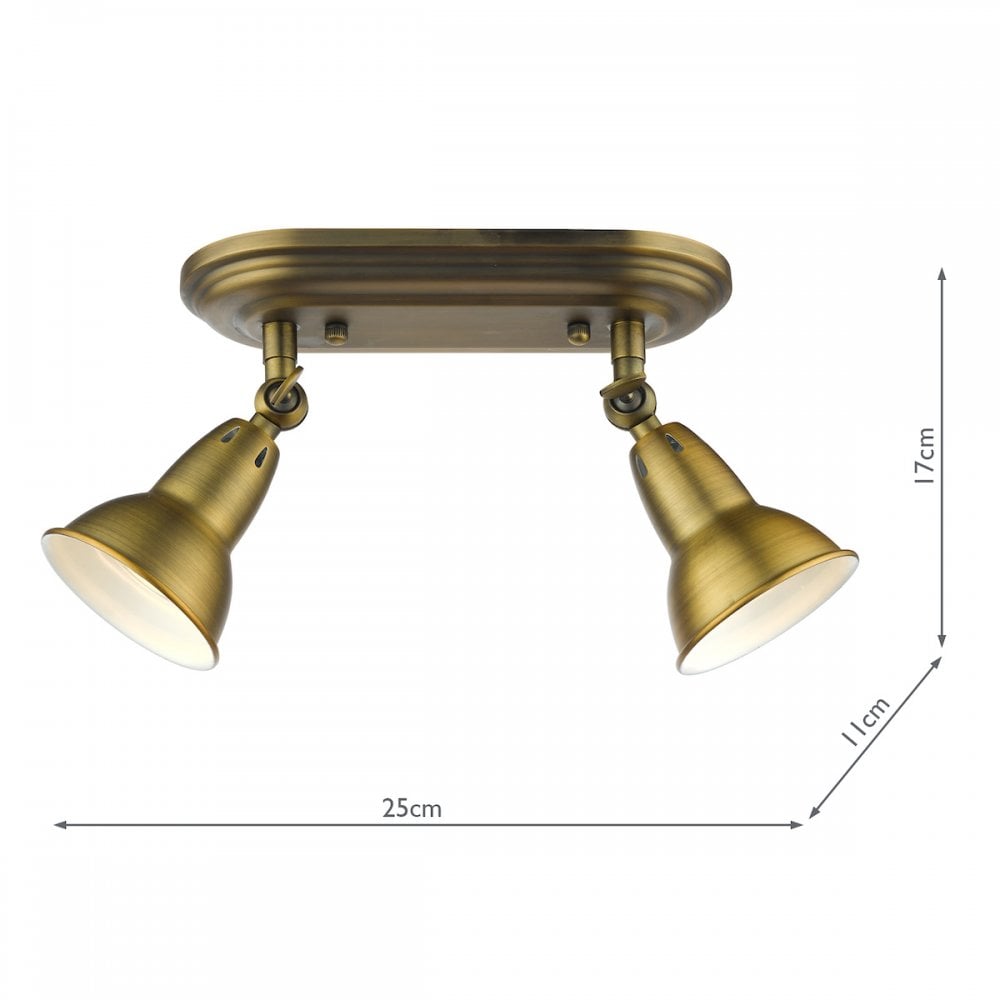 NAT7542 Nathaniel 2 Light Plate Spotlight Aged Brass