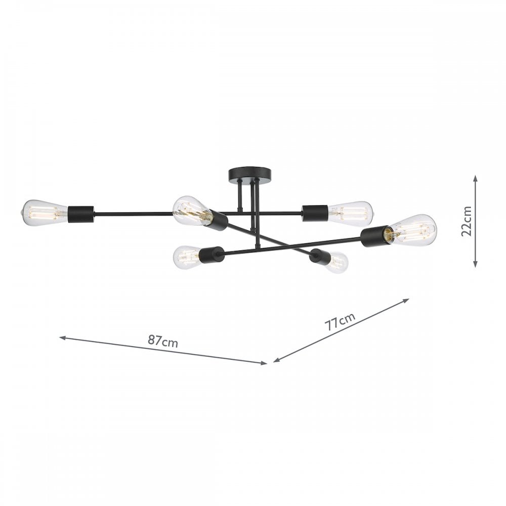 NEV6422 Neve 6 Light Flush Matt Black