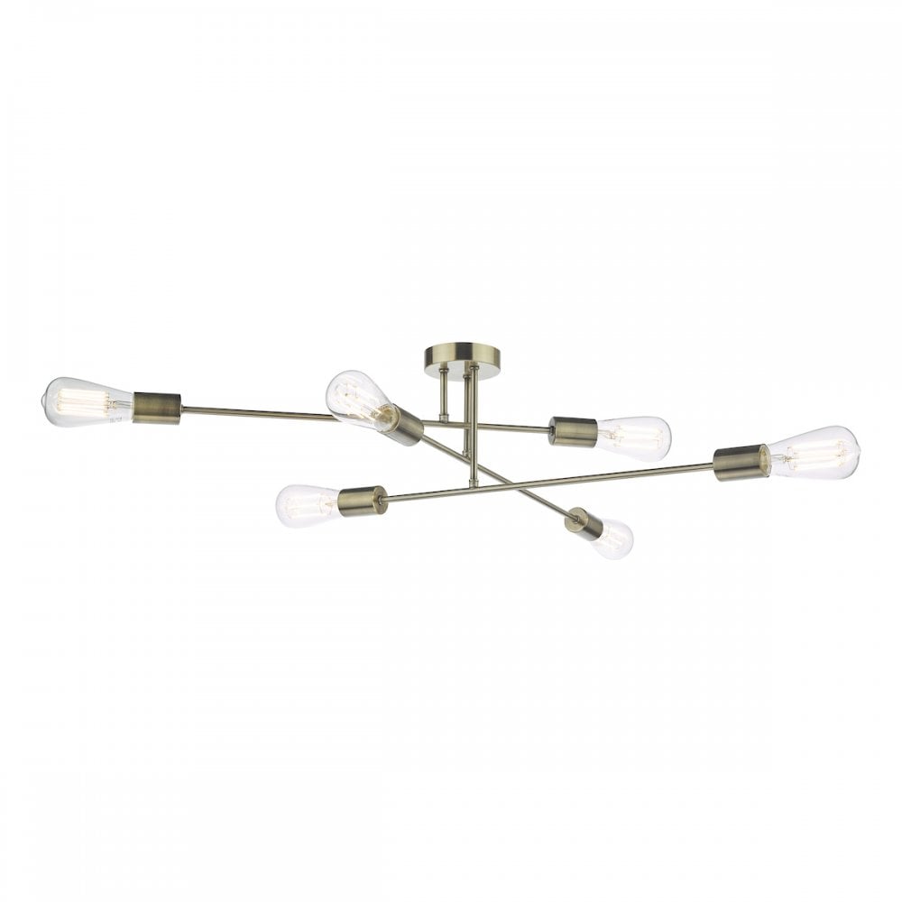 NEV6475 Neve 6 Light Flush Antique Brass