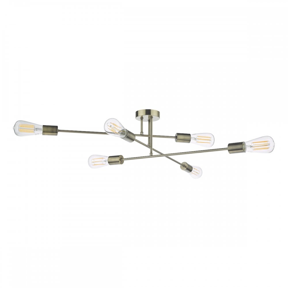 NEV6475 Neve 6 Light Flush Antique Brass