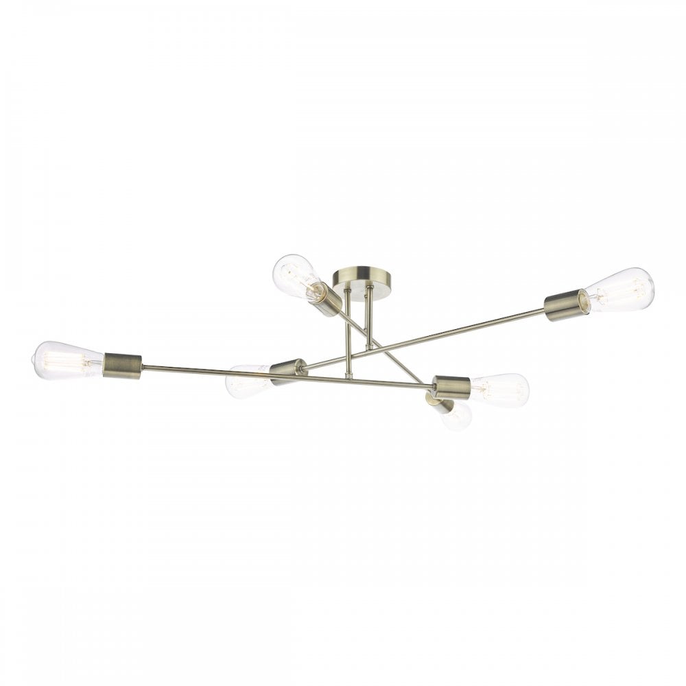 NEV6475 Neve 6 Light Flush Antique Brass