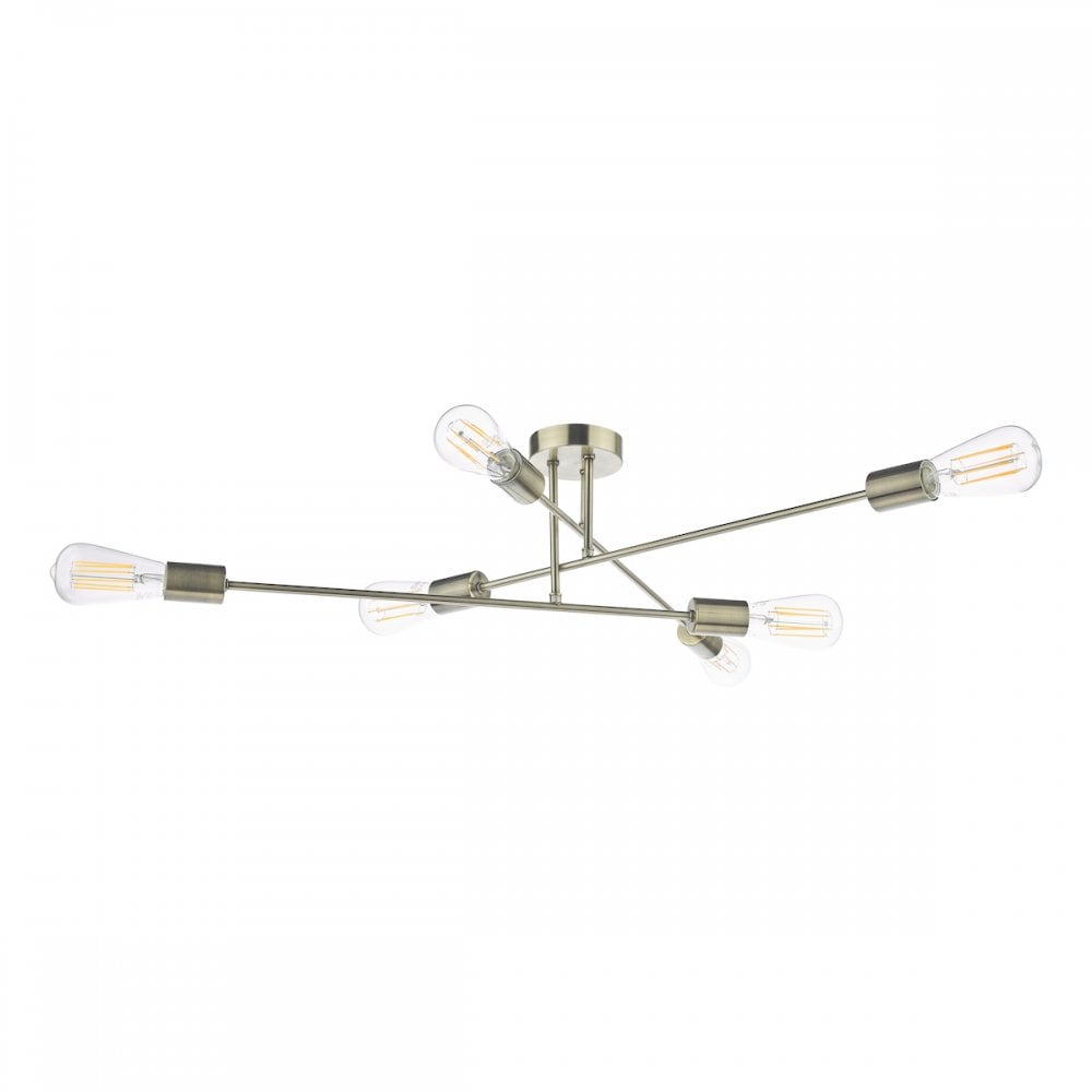 NEV6475 Neve 6 Light Flush Antique Brass