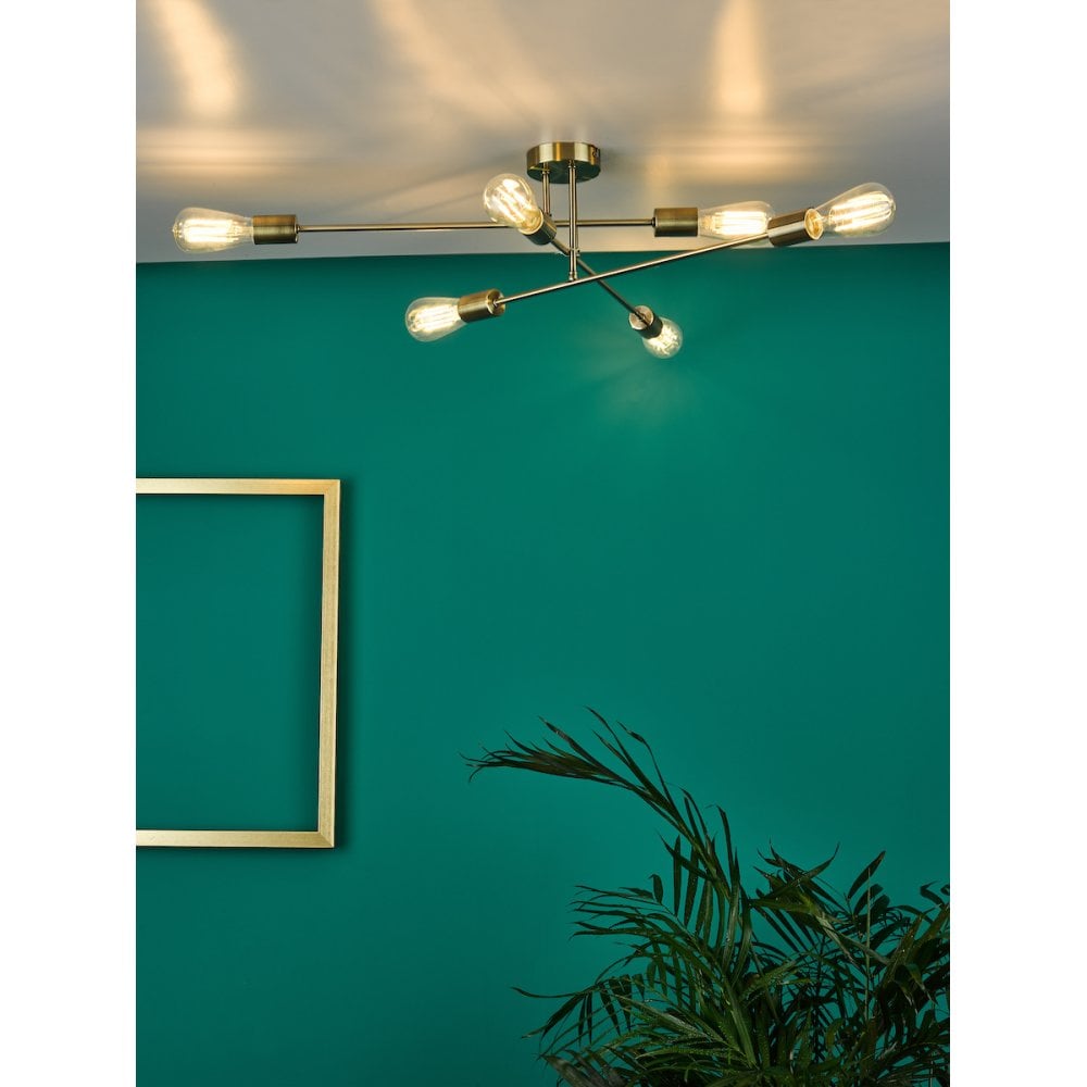 NEV6475 Neve 6 Light Flush Antique Brass