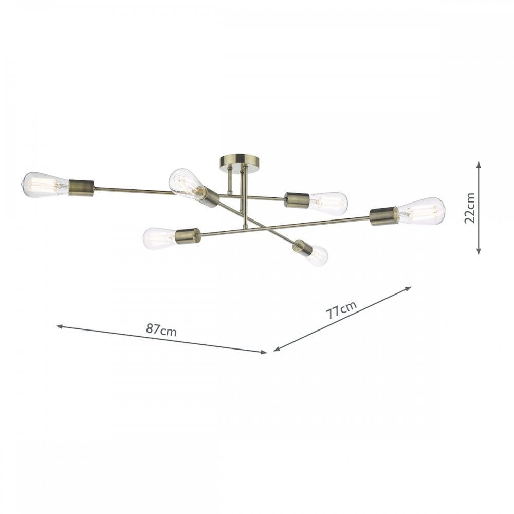 NEV6475 Neve 6 Light Flush Antique Brass