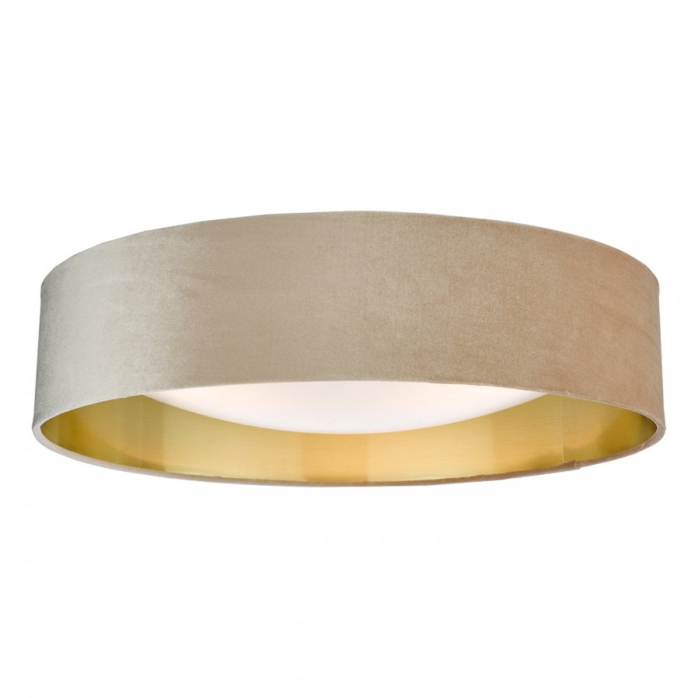 NYS4801 Nysa 3 Light Flush Velvet Taupe Shade 60Cm