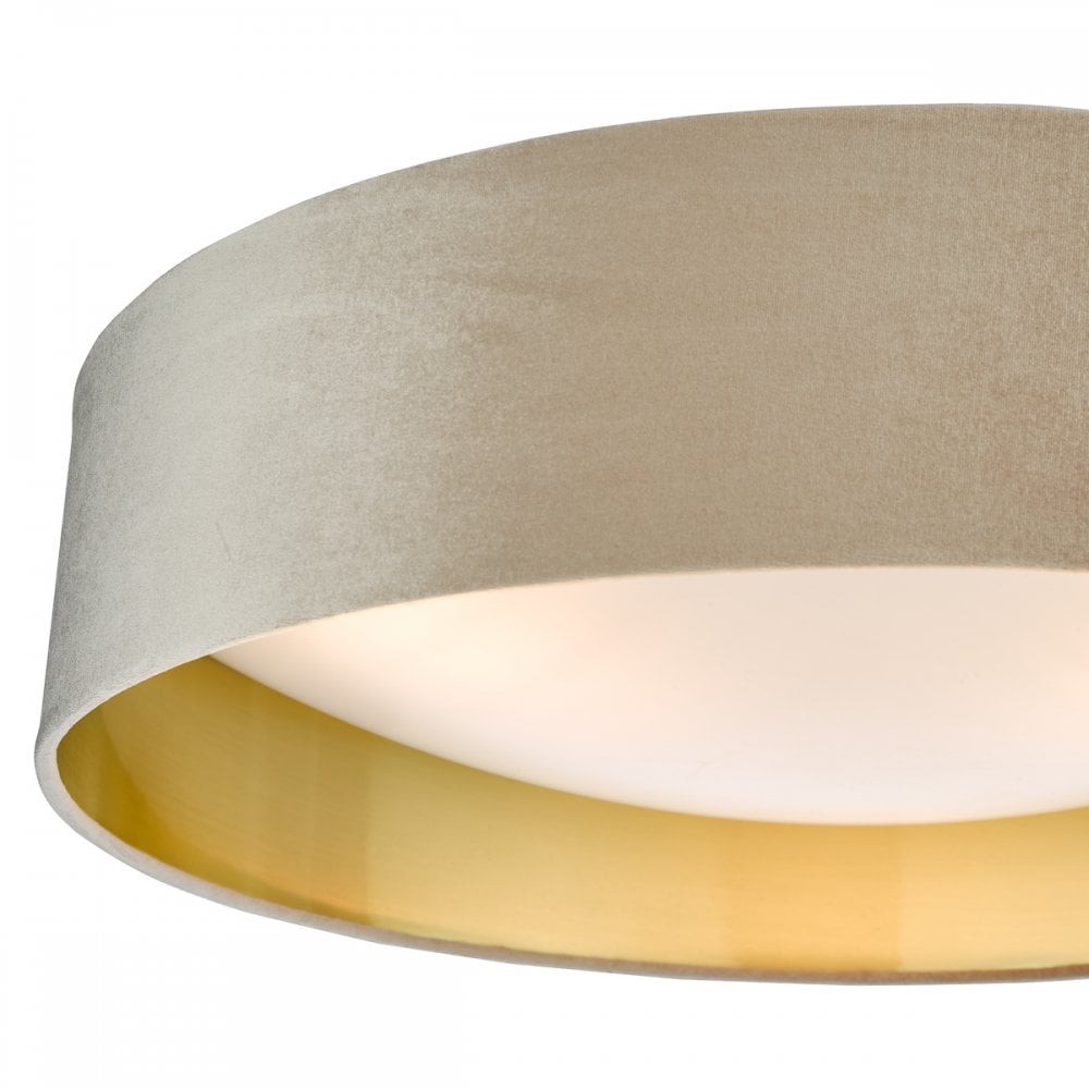 NYS4801 Nysa 3 Light Flush Velvet Taupe Shade 60Cm