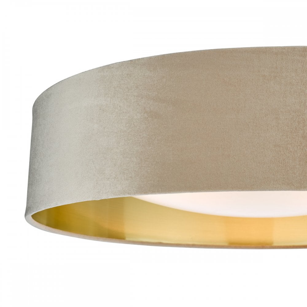 NYS4801 Nysa 3 Light Flush Velvet Taupe Shade 60Cm