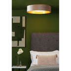NYS4801 Nysa 3 Light Flush Velvet Taupe Shade 60Cm