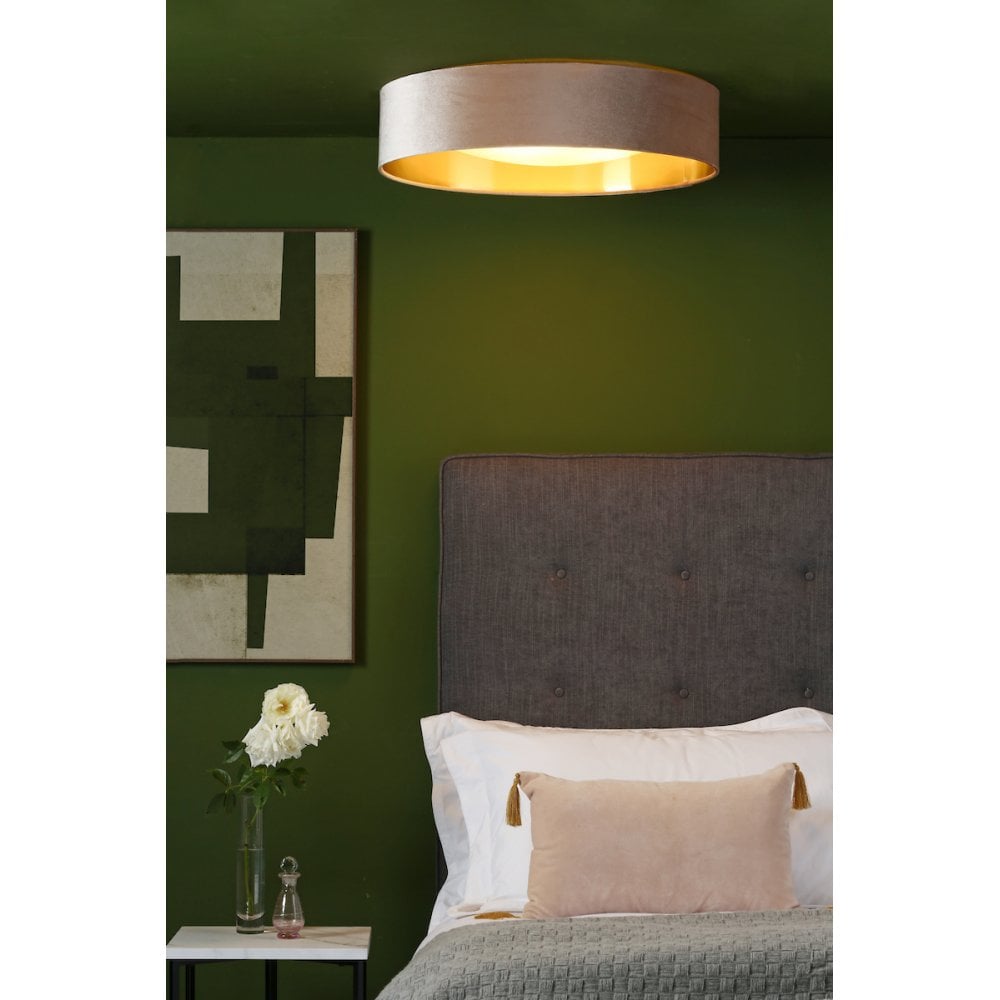NYS4801 Nysa 3 Light Flush Velvet Taupe Shade 60Cm