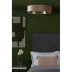 NYS4801 Nysa 3 Light Flush Velvet Taupe Shade 60Cm