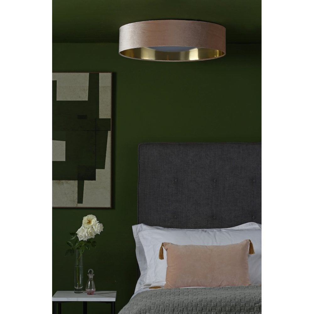 NYS4801 Nysa 3 Light Flush Velvet Taupe Shade 60Cm