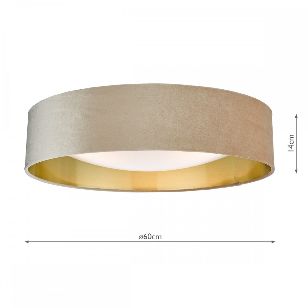 NYS4801 Nysa 3 Light Flush Velvet Taupe Shade 60Cm