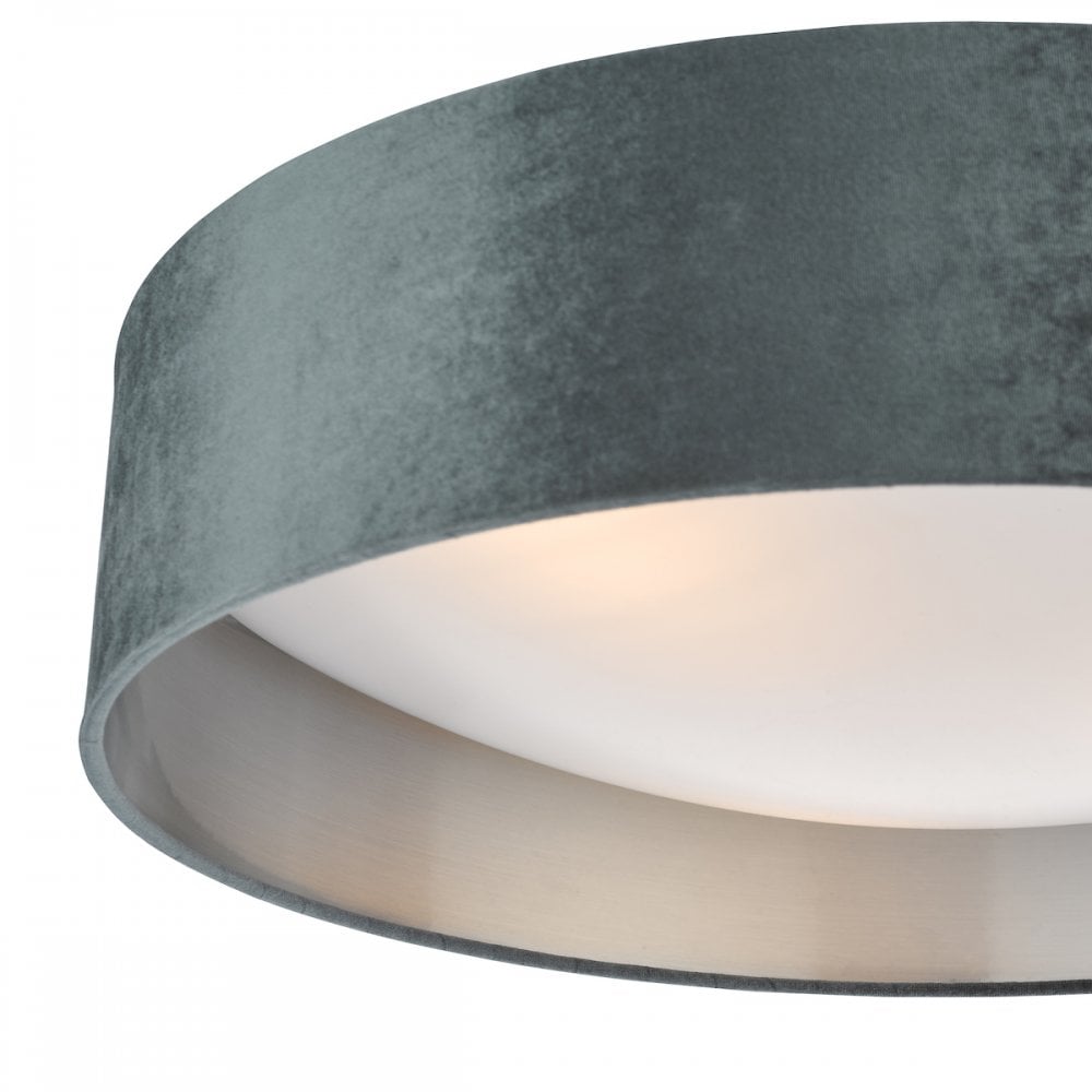 NYS4861 Nysa 3 Light Flush Velvet Dark Grey Shade 60Cm