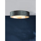 NYS4861 Nysa 3 Light Flush Velvet Dark Grey Shade 60Cm