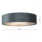 NYS4861 Nysa 3 Light Flush Velvet Dark Grey Shade 60Cm