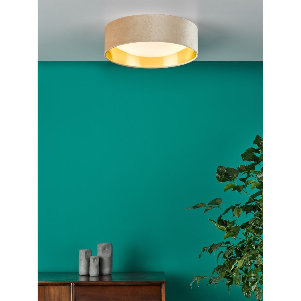 NYS5001 Nysa 2 Light Flush Velvet Taupe Shade 40Cm