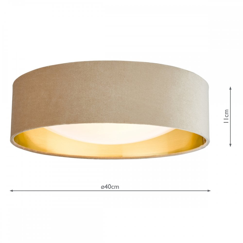 NYS5001 Nysa 2 Light Flush Velvet Taupe Shade 40Cm