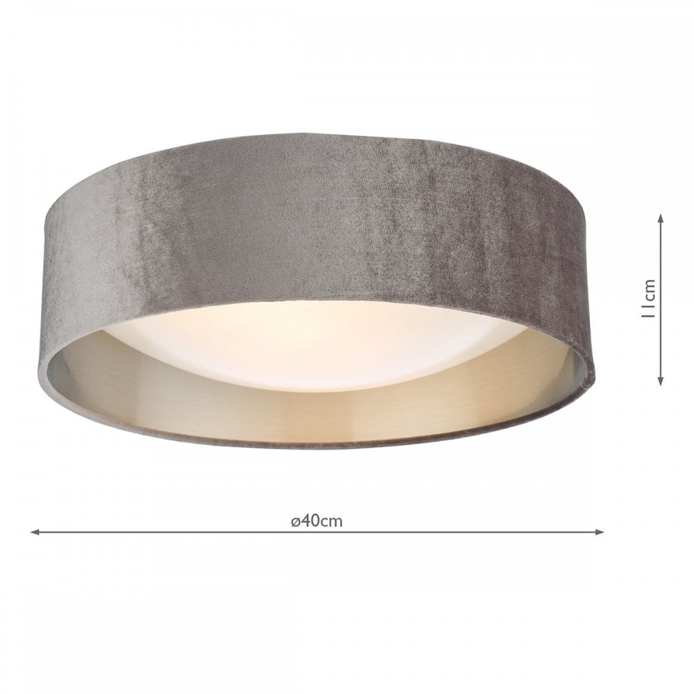 NYS5037 Nysa 2 Light Flush Velvet Mink Shade 40Cm (S)