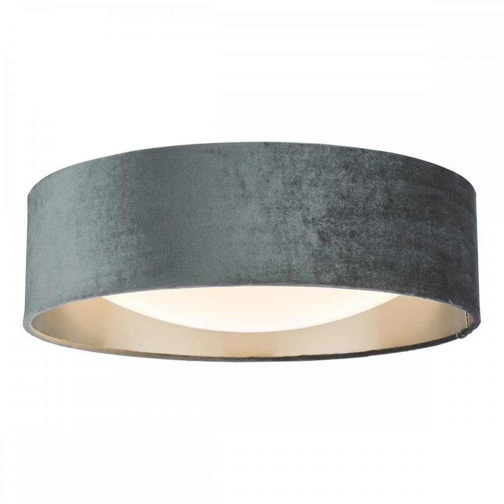 NYS5061 Nysa 2 Light Flush Velvet Dark Grey Shade 40Cm