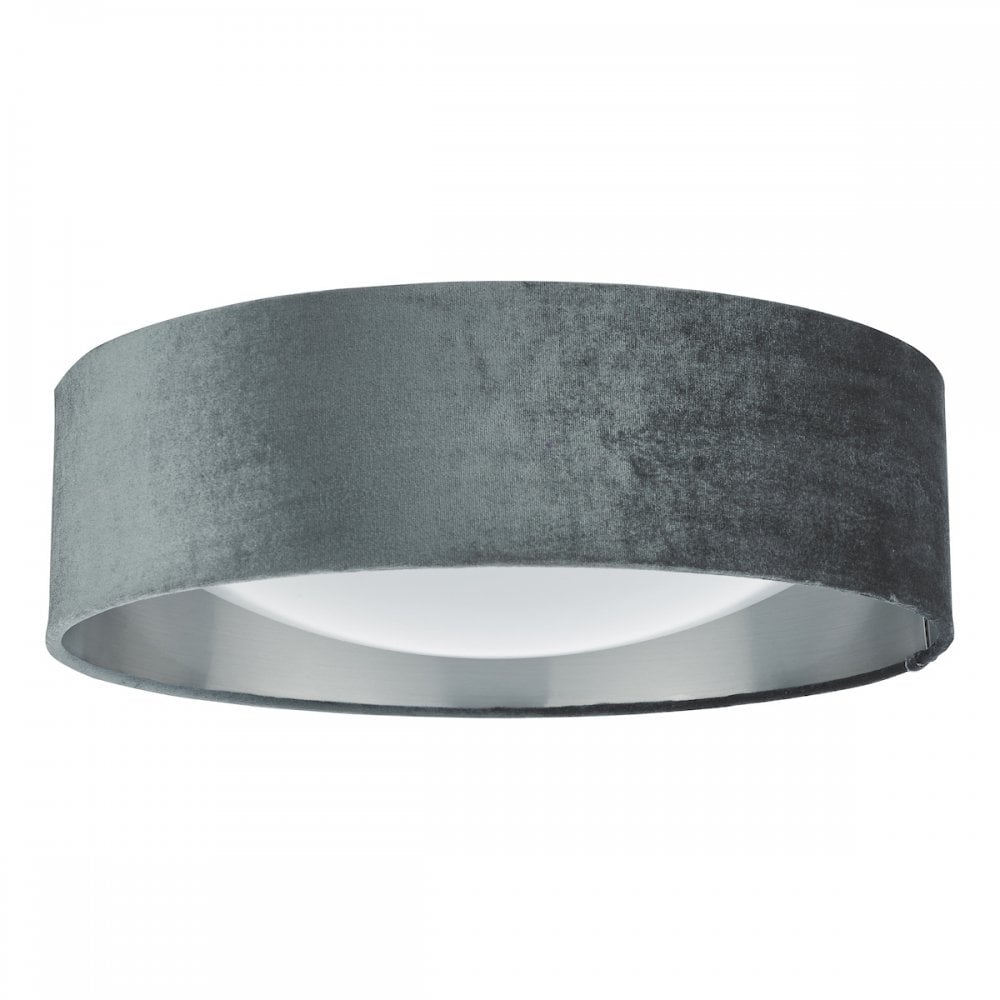 NYS5061 Nysa 2 Light Flush Velvet Dark Grey Shade 40Cm