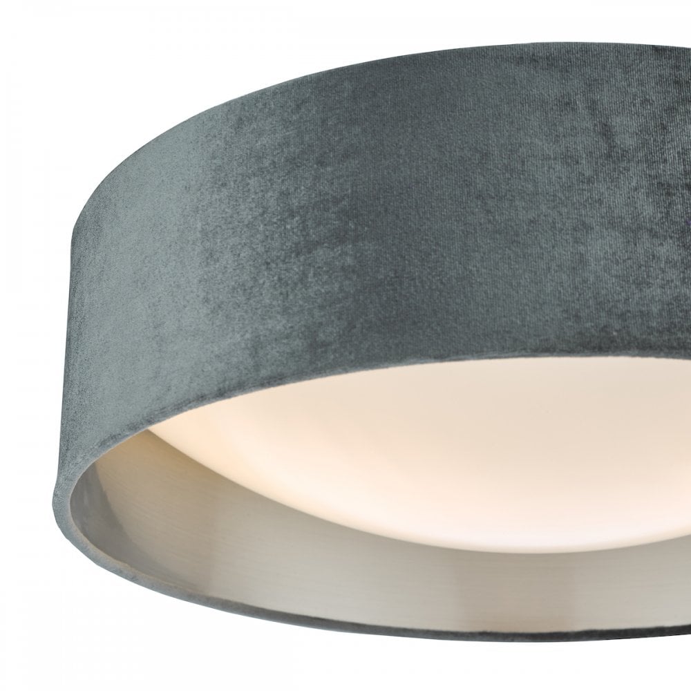 NYS5061 Nysa 2 Light Flush Velvet Dark Grey Shade 40Cm
