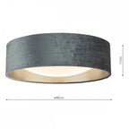 NYS5061 Nysa 2 Light Flush Velvet Dark Grey Shade 40Cm