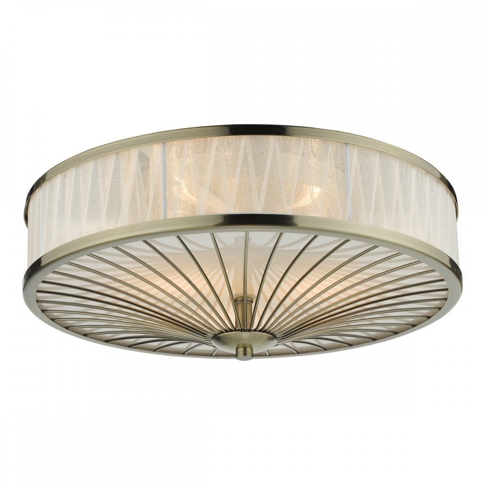 OSL5075 Oslo 3 Light Flush Ceiling Light Antique Brass