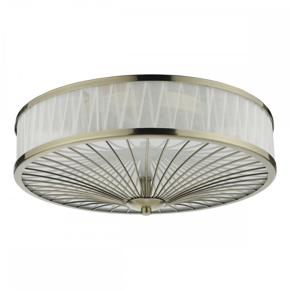OSL5075 Oslo 3 Light Flush Ceiling Light Antique Brass