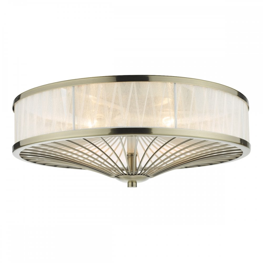 OSL5075 Oslo 3 Light Flush Ceiling Light Antique Brass