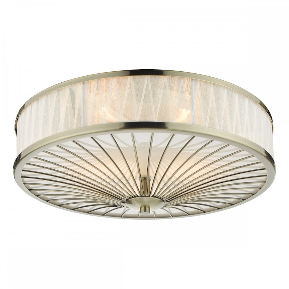 OSL5075 Oslo 3 Light Flush Ceiling Light Antique Brass