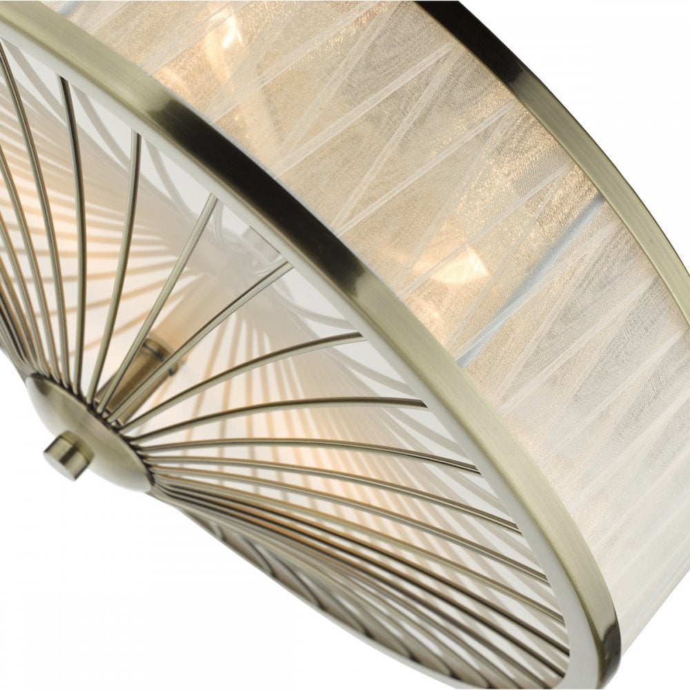 OSL5075 Oslo 3 Light Flush Ceiling Light Antique Brass