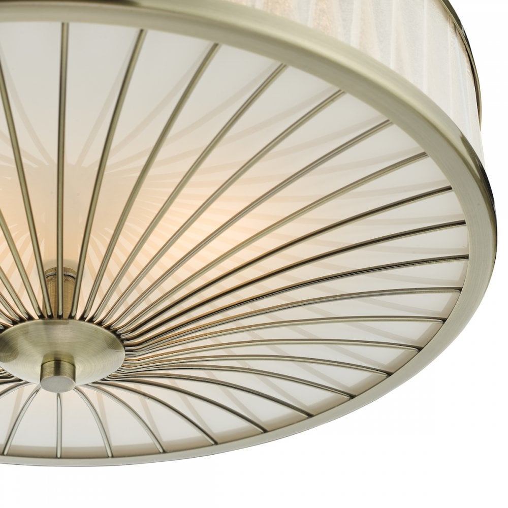 OSL5075 Oslo 3 Light Flush Ceiling Light Antique Brass