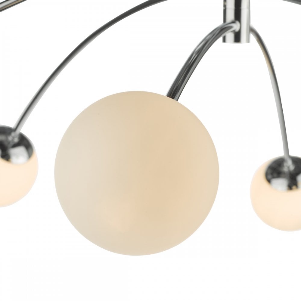 PUG6450 Puglia 6 Light Semi Flush Ceiling Light Polished Chrome Opal Glass