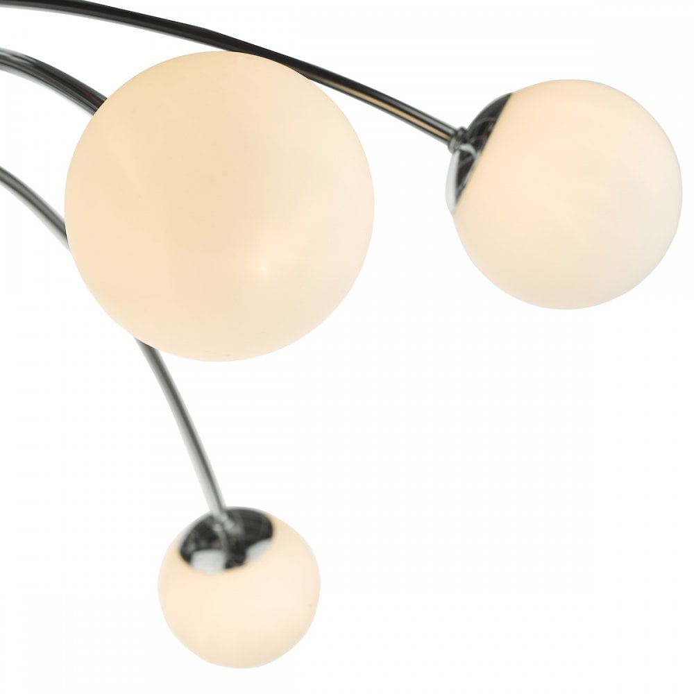 PUG6450 Puglia 6 Light Semi Flush Ceiling Light Polished Chrome Opal Glass