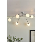 PUG6450 Puglia 6 Light Semi Flush Ceiling Light Polished Chrome Opal Glass