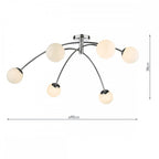 PUG6450 Puglia 6 Light Semi Flush Ceiling Light Polished Chrome Opal Glass