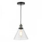 RAY0138 Ray 1 Light Single Pendant Antique Nickel Clear Glass