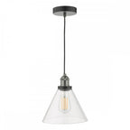 RAY0138 Ray 1 Light Single Pendant Antique Nickel Clear Glass