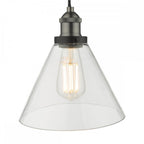 RAY0138 Ray 1 Light Single Pendant Antique Nickel Clear Glass