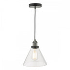 RAY0138 Ray 1 Light Single Pendant Antique Nickel Clear Glass