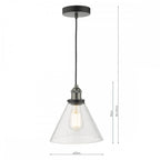 RAY0138 Ray 1 Light Single Pendant Antique Nickel Clear Glass
