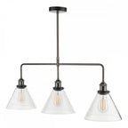 RAY0338 Ray 3 Light Bar Pendant Antique Nickel Clear Glass