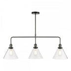 RAY0338 Ray 3 Light Bar Pendant Antique Nickel Clear Glass