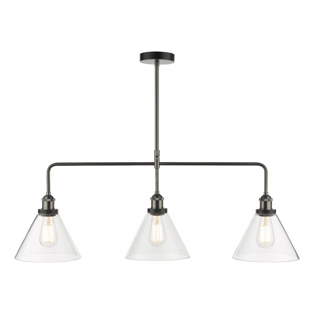 RAY0338 Ray 3 Light Bar Pendant Antique Nickel Clear Glass