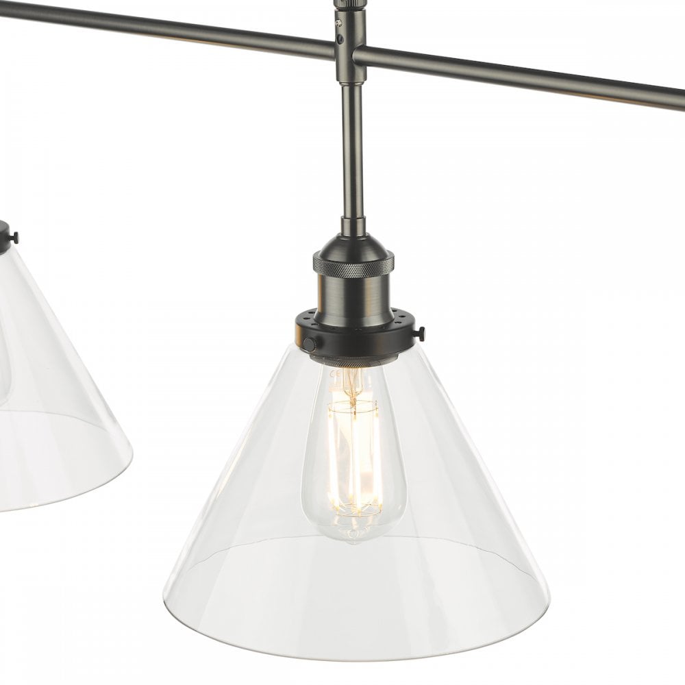 RAY0338 Ray 3 Light Bar Pendant Antique Nickel Clear Glass