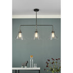 RAY0338 Ray 3 Light Bar Pendant Antique Nickel Clear Glass