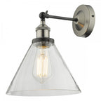 RAY0738 Ray Single Wall Light Antique Nickel Clear Glass