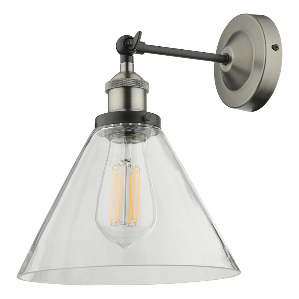 RAY0738 Ray Single Wall Light Antique Nickel Clear Glass