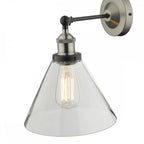 RAY0738 Ray Single Wall Light Antique Nickel Clear Glass
